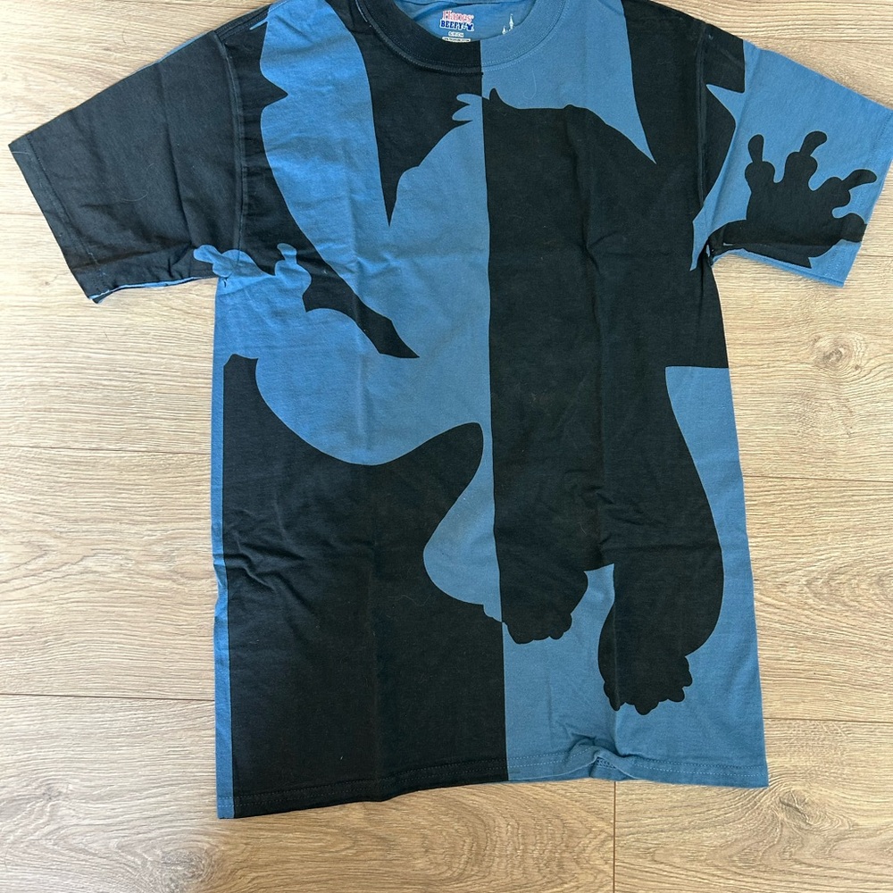 Disney Parks Hanes Blue and Black Stitch Colorblock Shadow Tee